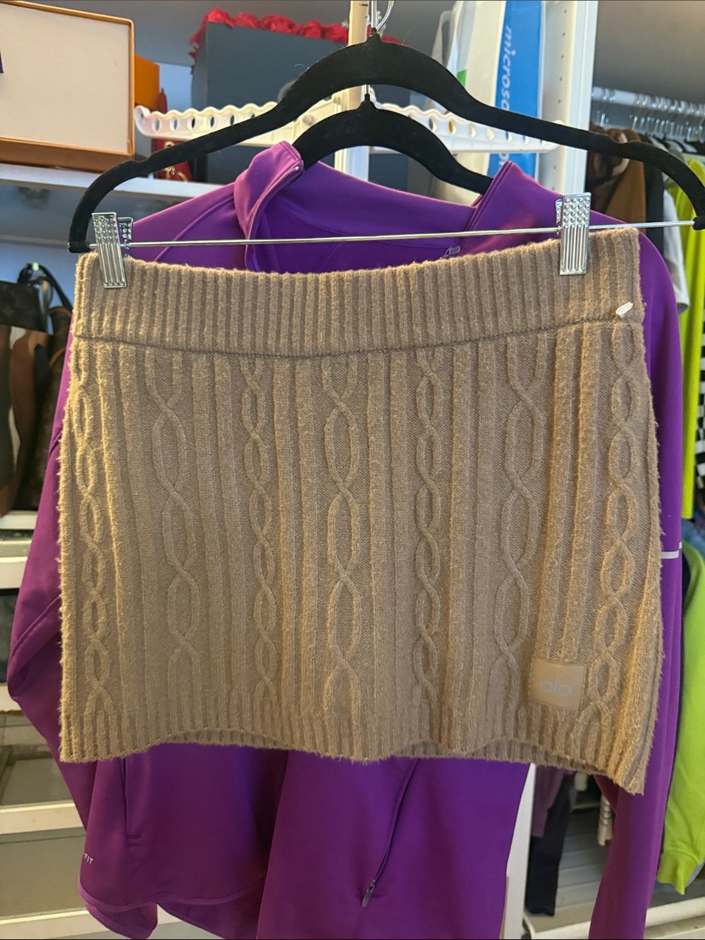 ALO Yoga Tan Cable Knit Mini Skirt